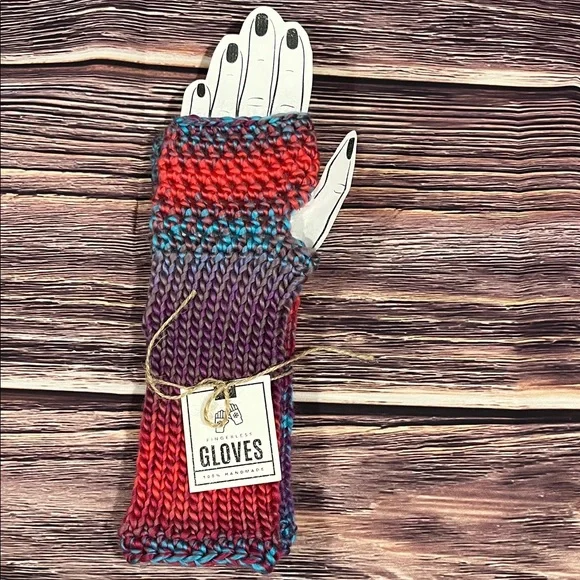 Multicolor Handmade Crochet Fingerless Gloves - Picture 1 of 2